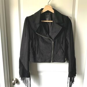 Zara Suede Fringe Moto Jacket